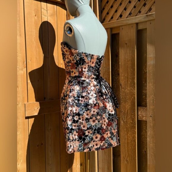 🆕 BRONX & BANCO 🧿 NWOT Maraya Floral Sequin Mini Dress, Pink Multi, Sz XS US 2 - Picture 9 of 17